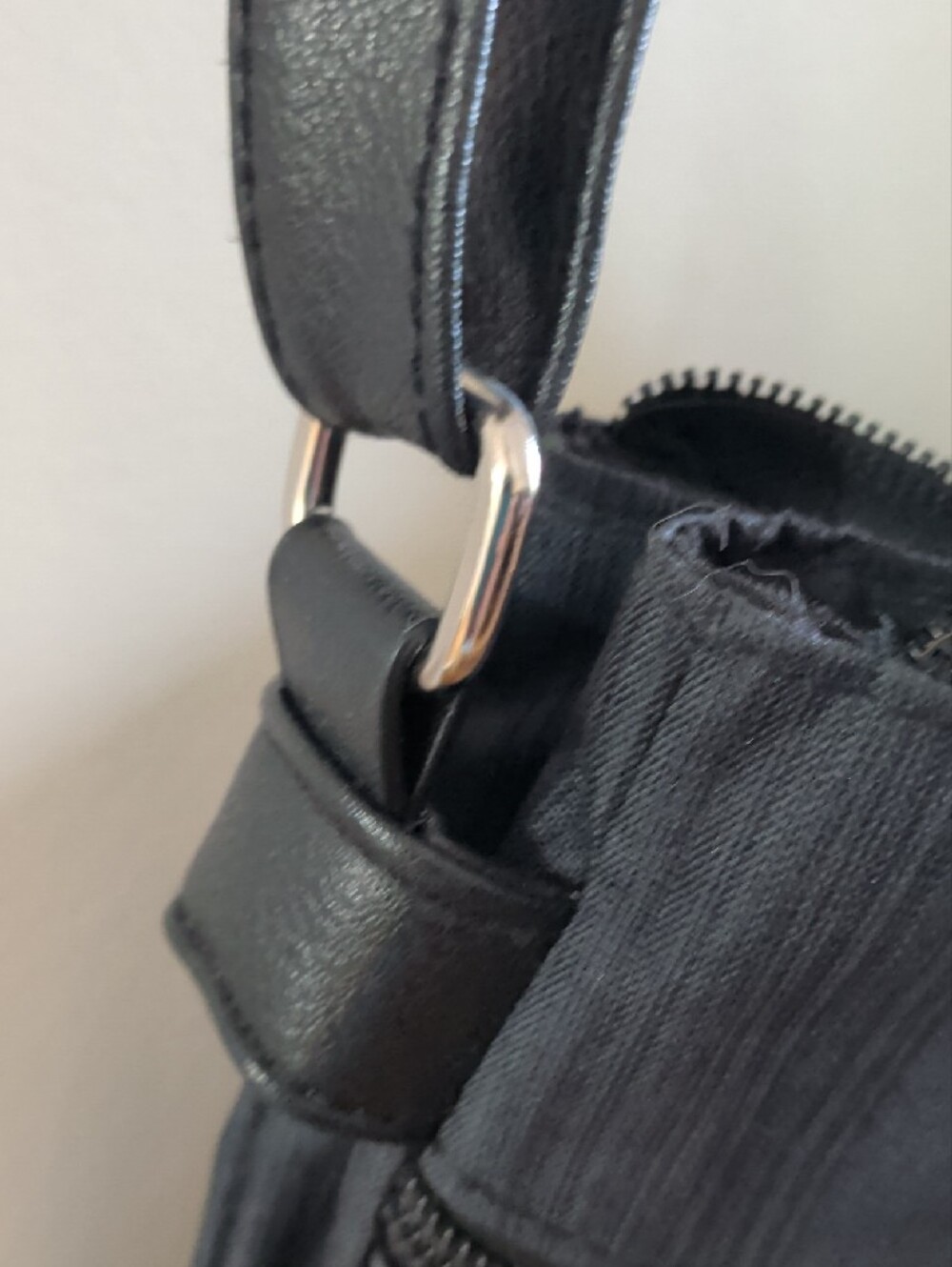 Roots Dark Grey Leather-Trim Crossbody Bag with Silver Hardware - Picture 6 of 12
